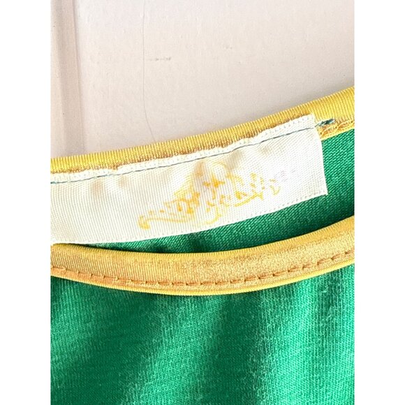 Unbranded Size Large Sexy Girl Top Gold Swirl Design Side Drawstrings Green - Picture 10 of 11